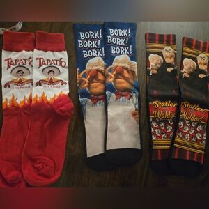 Novelty Character Socks - Black, Blue, Red New Unworn. 3 Pairs Of Socks Sz L/Xl